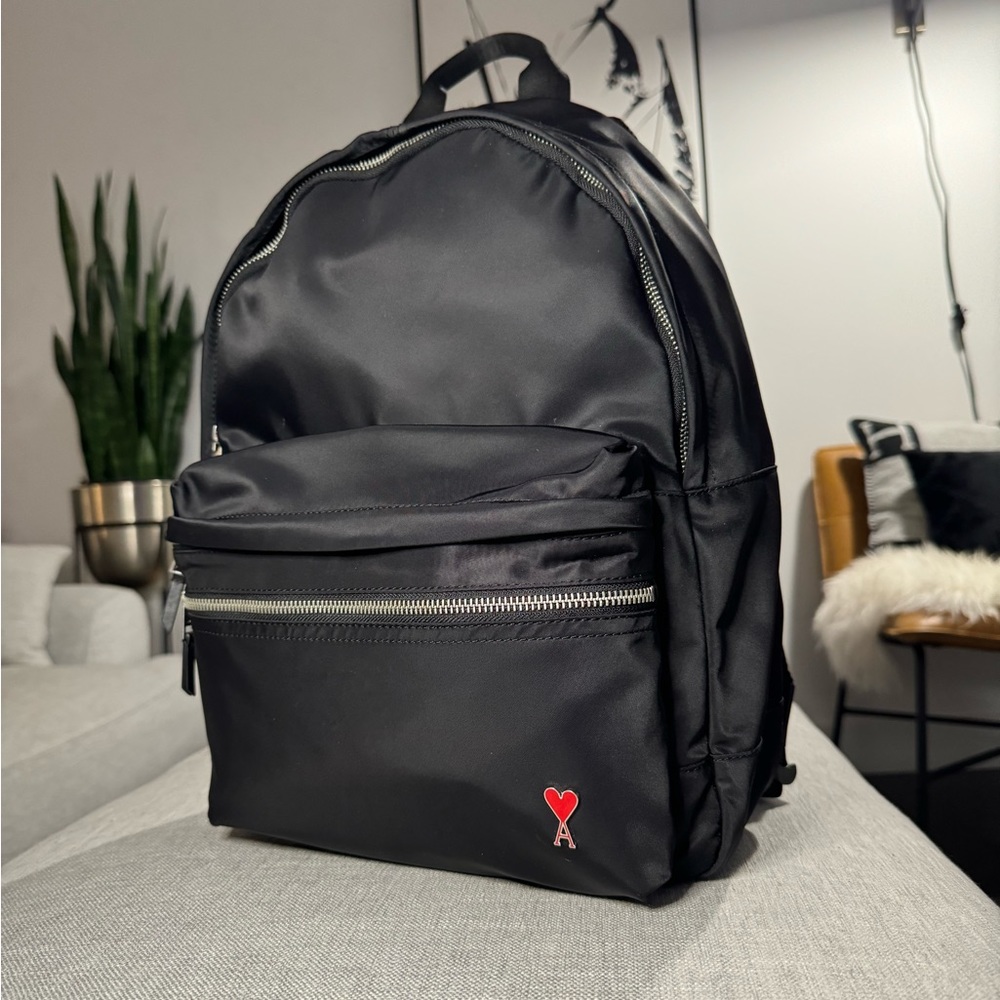 AMI Paris black nylon backpack, in excellent condition!